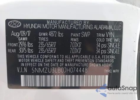 2018 Hyundai Santa Fe Sport 2.4L из США, поврежденный, VIN 5NMZU3LB0JH074448